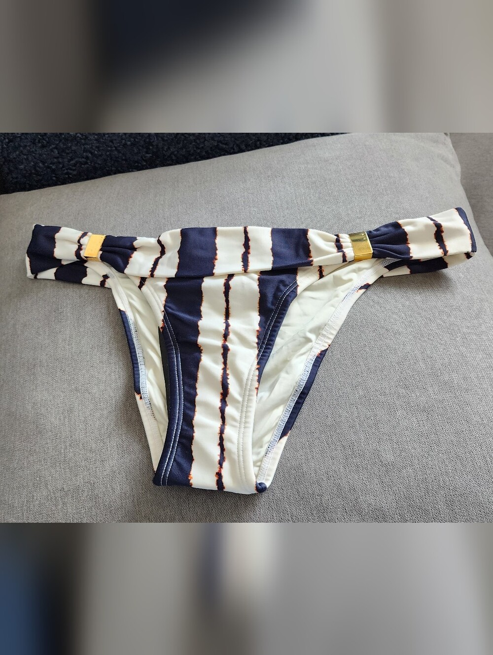 NEW! Vix Paula Hermanny Navy Striped Bikini Bottom